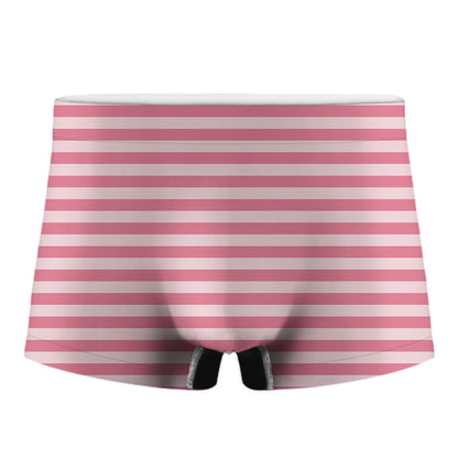 Pink Striped Pattern Print Men's Boxer Briefs