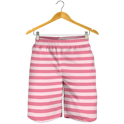 Pink Striped Pattern Print Men's Shorts