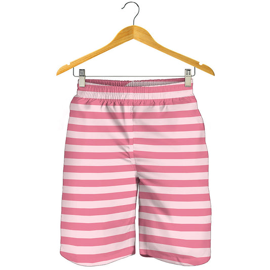 Pink Striped Pattern Print Men's Shorts