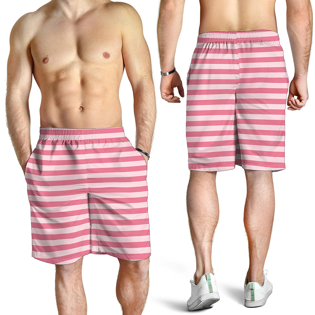 Pink Striped Pattern Print Men's Shorts