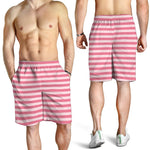 Pink Striped Pattern Print Men's Shorts