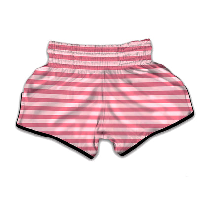 Pink Striped Pattern Print Muay Thai Boxing Shorts