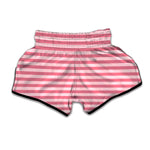 Pink Striped Pattern Print Muay Thai Boxing Shorts