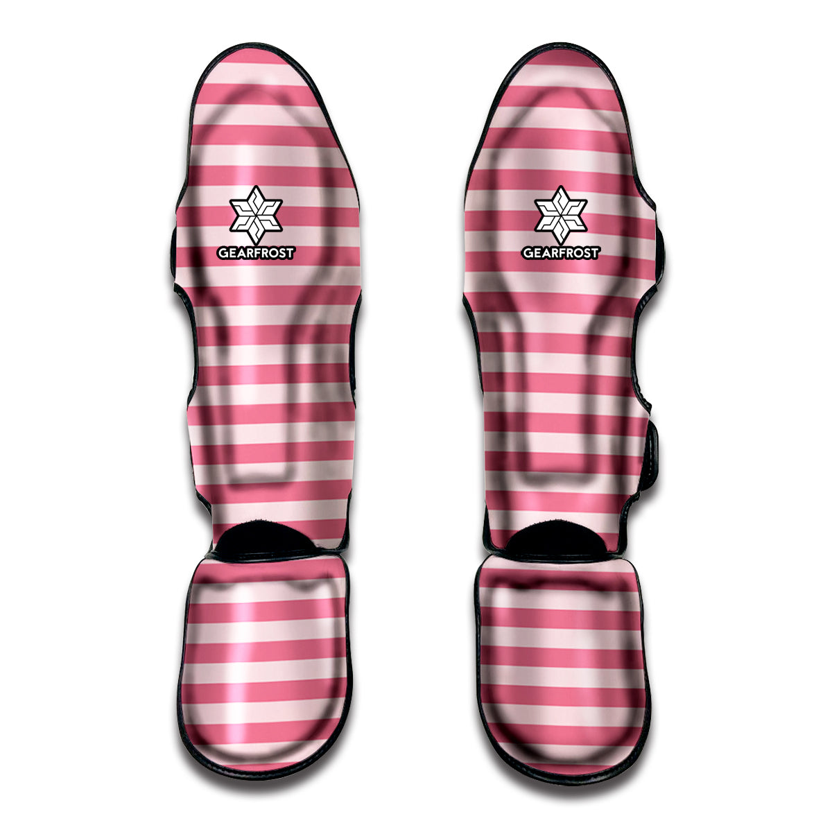 Pink Striped Pattern Print Muay Thai Shin Guard