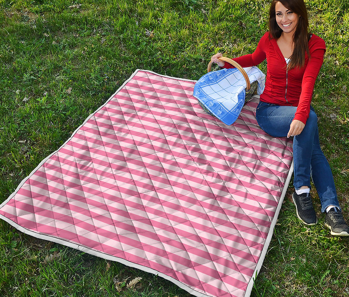 Pink Striped Pattern Print Quilt