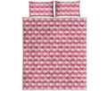 Pink Striped Pattern Print Quilt Bed Set