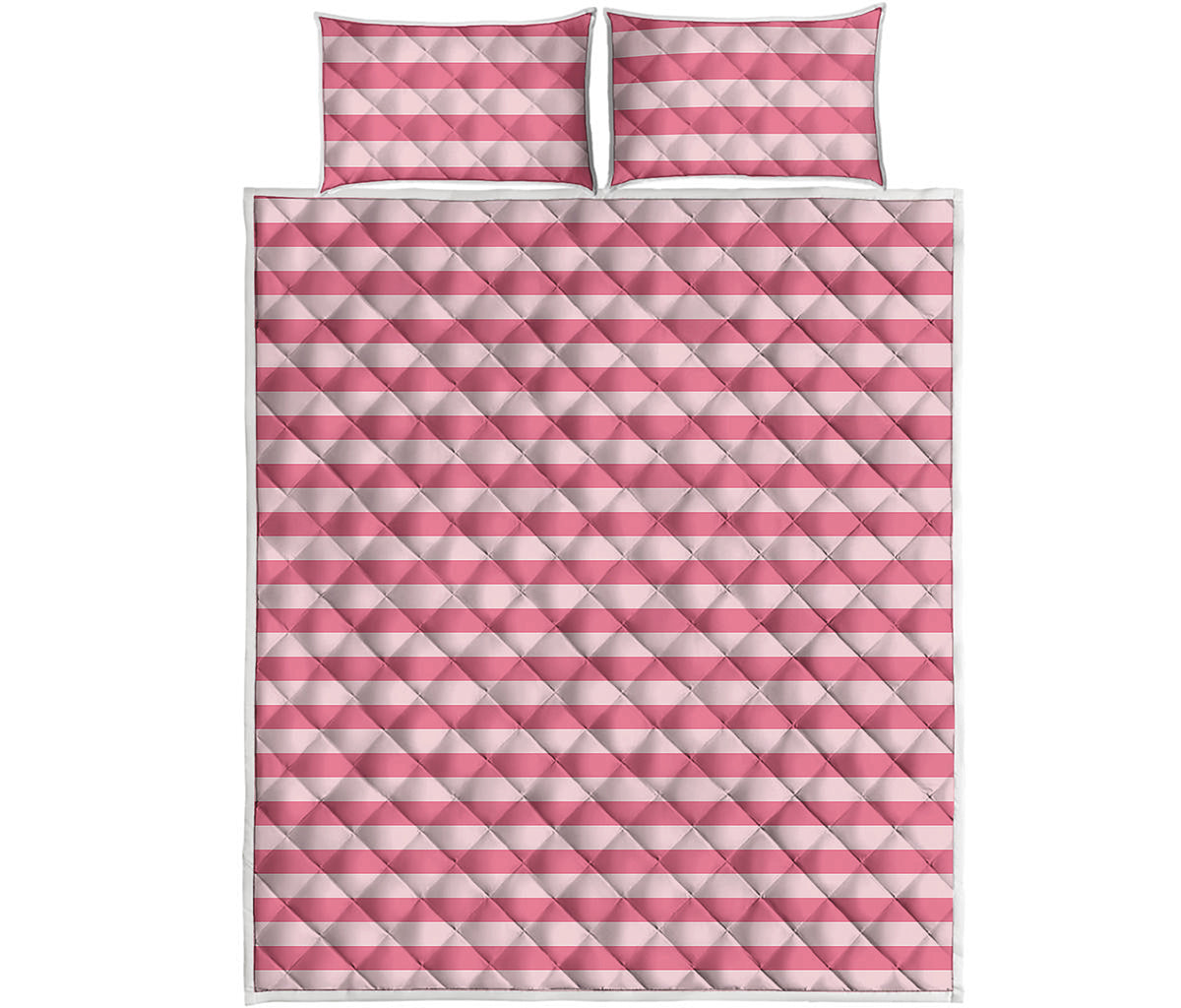 Pink Striped Pattern Print Quilt Bed Set