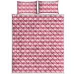 Pink Striped Pattern Print Quilt Bed Set