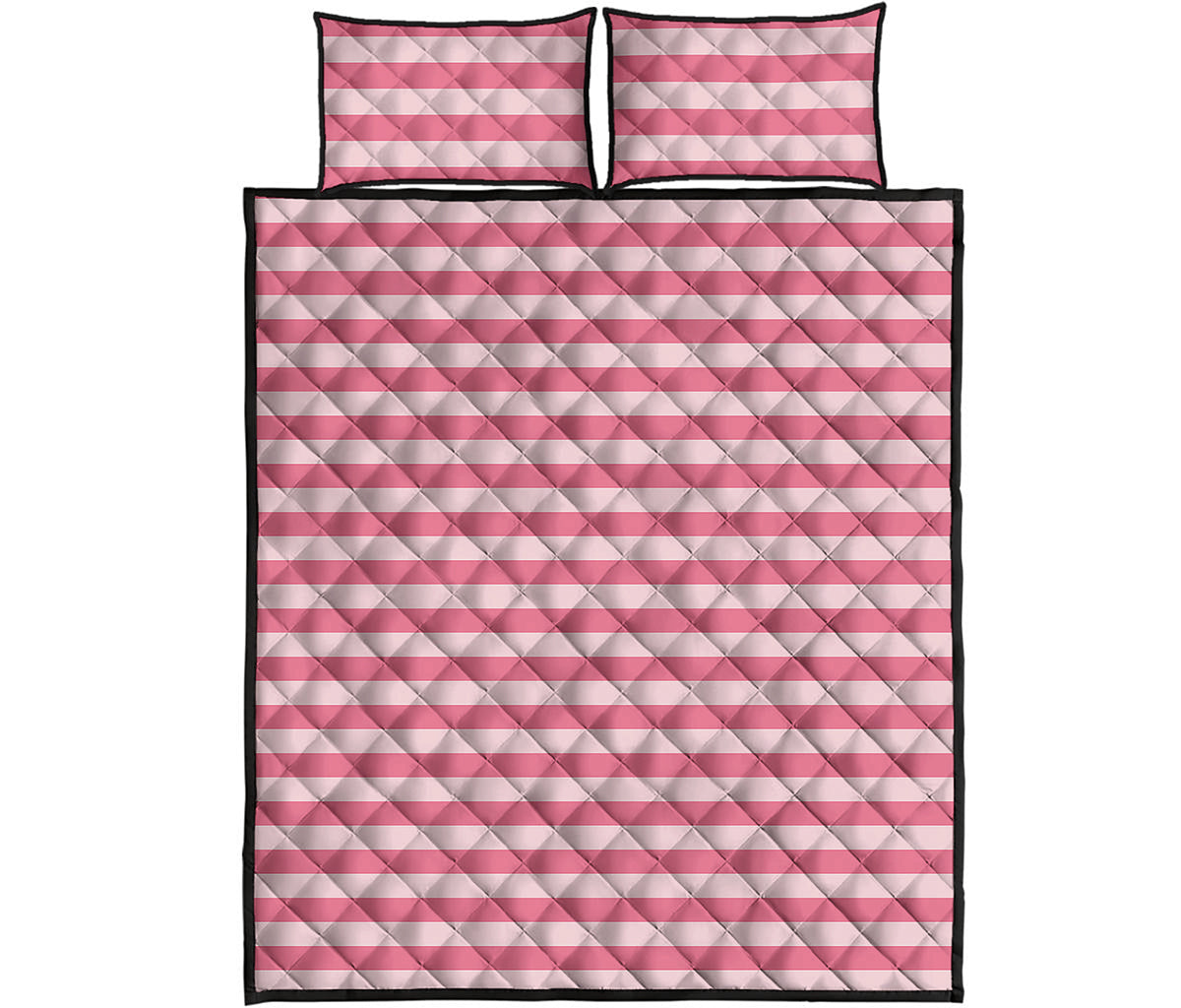 Pink Striped Pattern Print Quilt Bed Set
