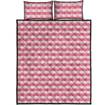 Pink Striped Pattern Print Quilt Bed Set