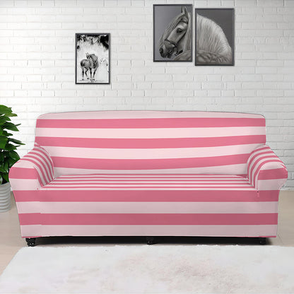 Pink Striped Pattern Print Sofa Cover