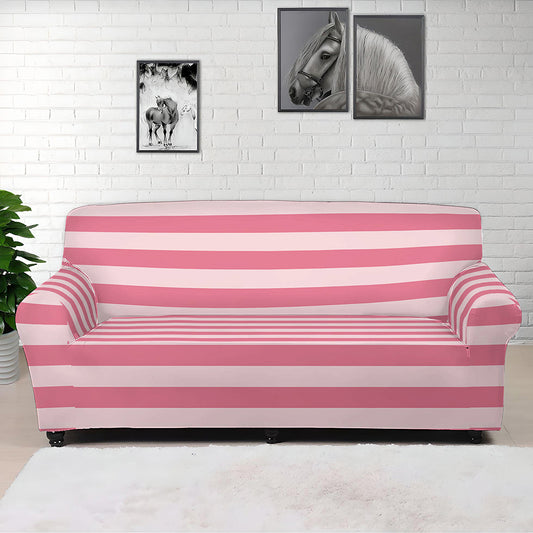 Pink Striped Pattern Print Sofa Cover