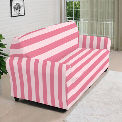 Pink Striped Pattern Print Sofa Cover
