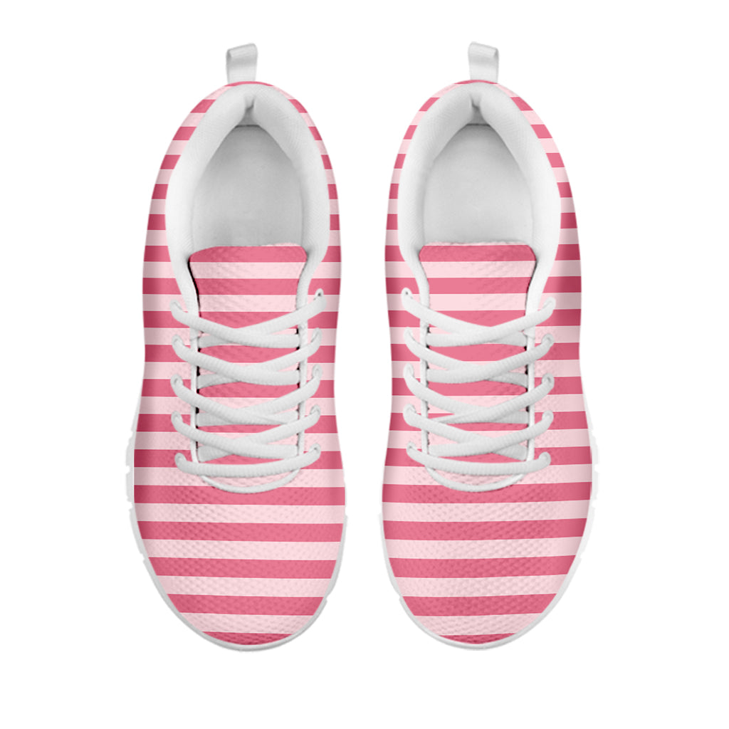 Pink Striped Pattern Print White Sneakers