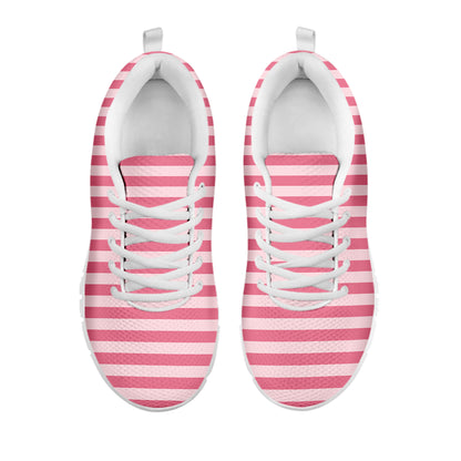 Pink Striped Pattern Print White Sneakers