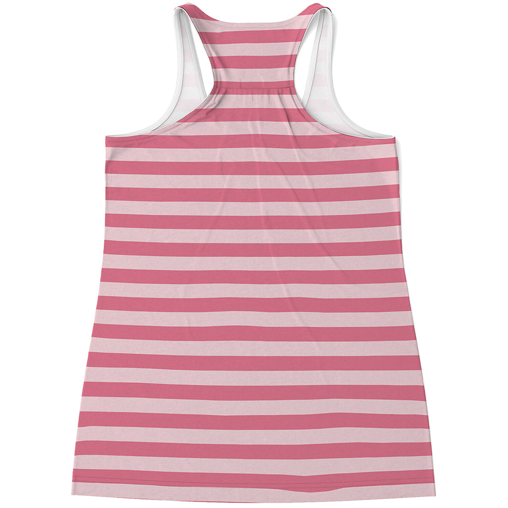 Pink Striped Pattern Print Women's Racerback Tank Top