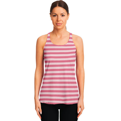 Pink Striped Pattern Print Women's Racerback Tank Top