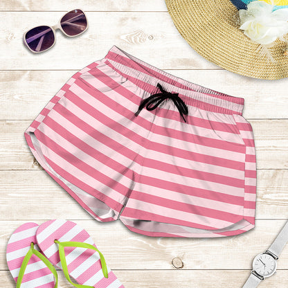 Pink Striped Pattern Print Women's Shorts