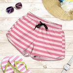 Pink Striped Pattern Print Women's Shorts