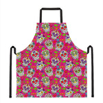 Pink Sugar Skull Pattern Print Apron