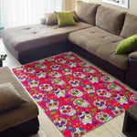 Pink Sugar Skull Pattern Print Area Rug GearFrost