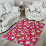 Pink Sugar Skull Pattern Print Area Rug GearFrost