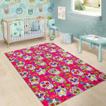 Pink Sugar Skull Pattern Print Area Rug GearFrost