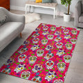 Pink Sugar Skull Pattern Print Floor Mat