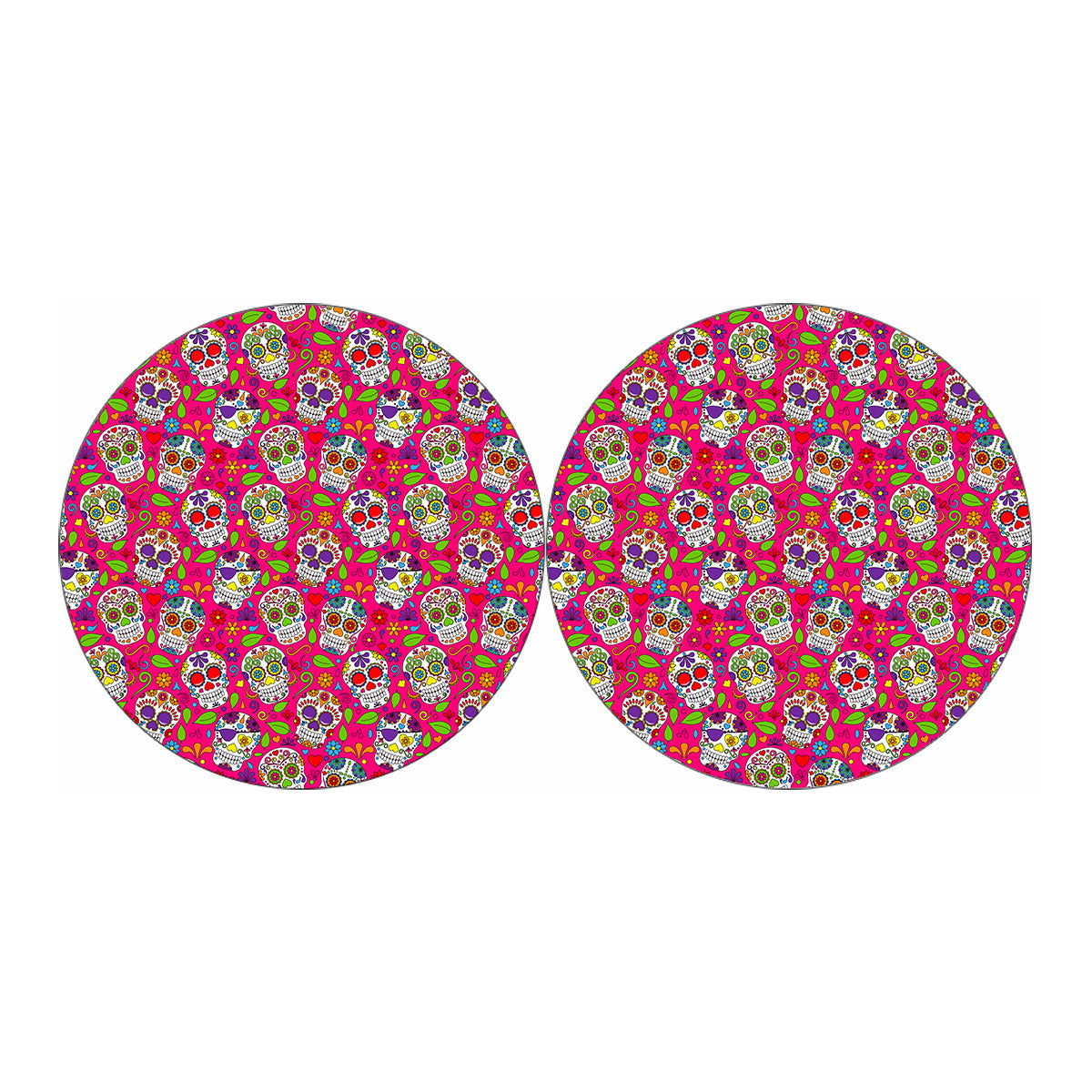 Pink Sugar Skull Pattern Print Car Coasters