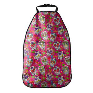 Pink Sugar Skull Pattern Print Car Seat Organizers