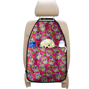 Pink Sugar Skull Pattern Print Car Seat Organizers