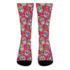 Pink Sugar Skull Pattern Print Crew Socks