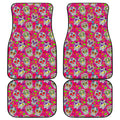 Pink Sugar Skull Pattern Print Front and Back Car Floor Mats