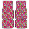 Pink Sugar Skull Pattern Print Front and Back Car Floor Mats