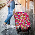 Pink Sugar Skull Pattern Print Luggage Cover GearFrost