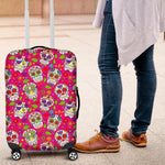 Pink Sugar Skull Pattern Print Luggage Cover GearFrost