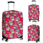 Pink Sugar Skull Pattern Print Luggage Cover GearFrost