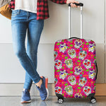 Pink Sugar Skull Pattern Print Luggage Cover GearFrost