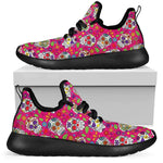 Pink Sugar Skull Pattern Print Mesh Knit Shoes GearFrost