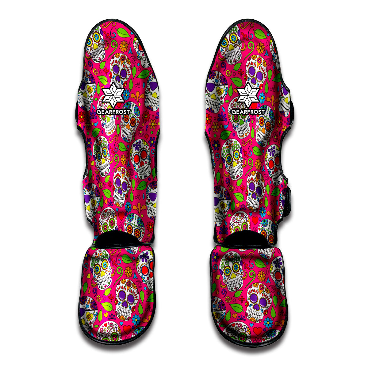 Pink Sugar Skull Pattern Print Muay Thai Shin Guard