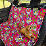 Pink Sugar Skull Pattern Print Pet Car Back Seat Cover
