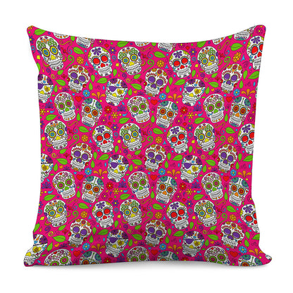 Pink Sugar Skull Pattern Print Pillow Cover