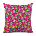 Pink Sugar Skull Pattern Print Pillow Cover