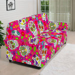 Pink Sugar Skull Pattern Print Sofa Cover