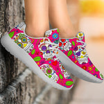 Pink Sugar Skull Pattern Print Sport Shoes GearFrost