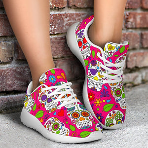 Pink Sugar Skull Pattern Print Sport Shoes GearFrost