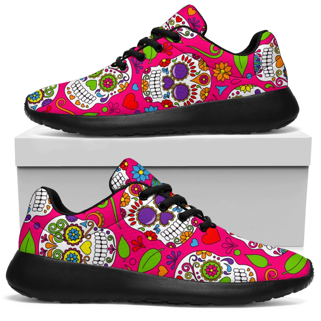 Pink Sugar Skull Pattern Print Sport Shoes GearFrost