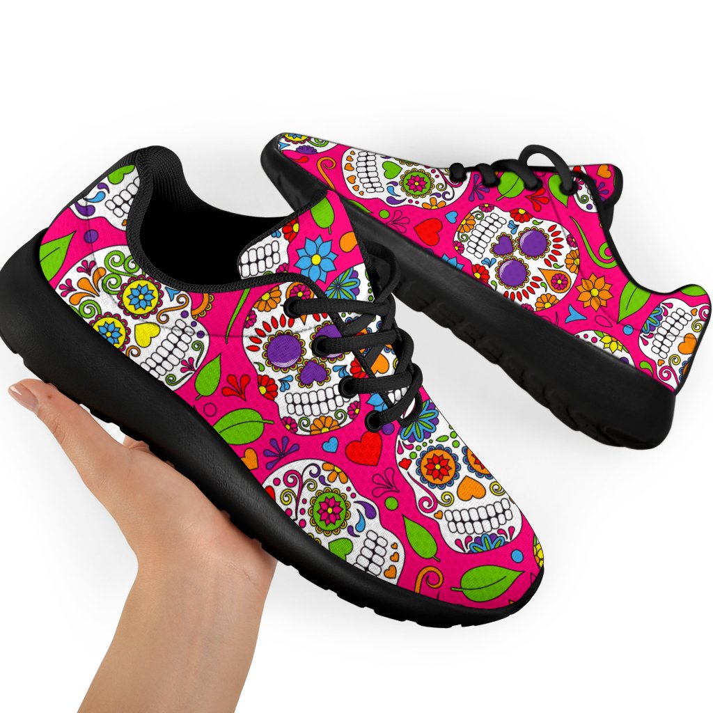 Pink Sugar Skull Pattern Print Sport Shoes GearFrost