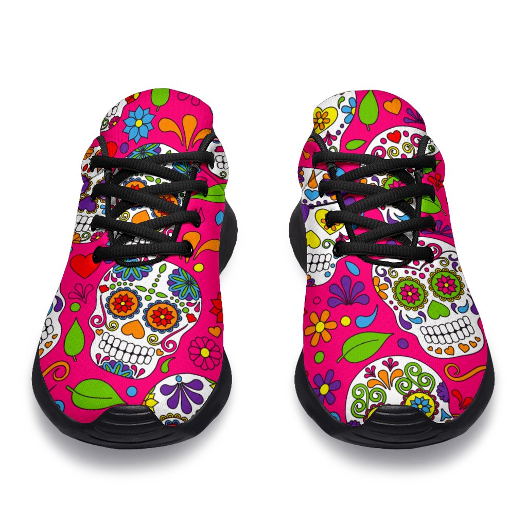 Pink Sugar Skull Pattern Print Sport Shoes GearFrost