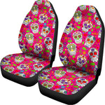 Pink Sugar Skull Pattern Print Universal Fit Car Seat Covers